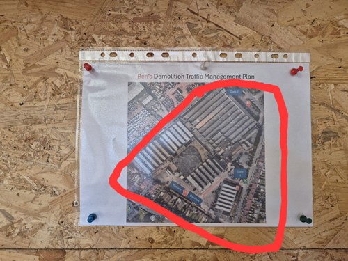 Bens Demolition Division photo Remove old machines empty factory building soft strip asbestos Removal for demolition 10 acre site. Empty old machinery clear rubbish from factory building soft strip asbestos Removal fall demolition 