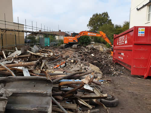 Bens Demolition Division photo Demolition of a parish hall called Grove Hall, Fishponds, Bristol for Samson Homes
